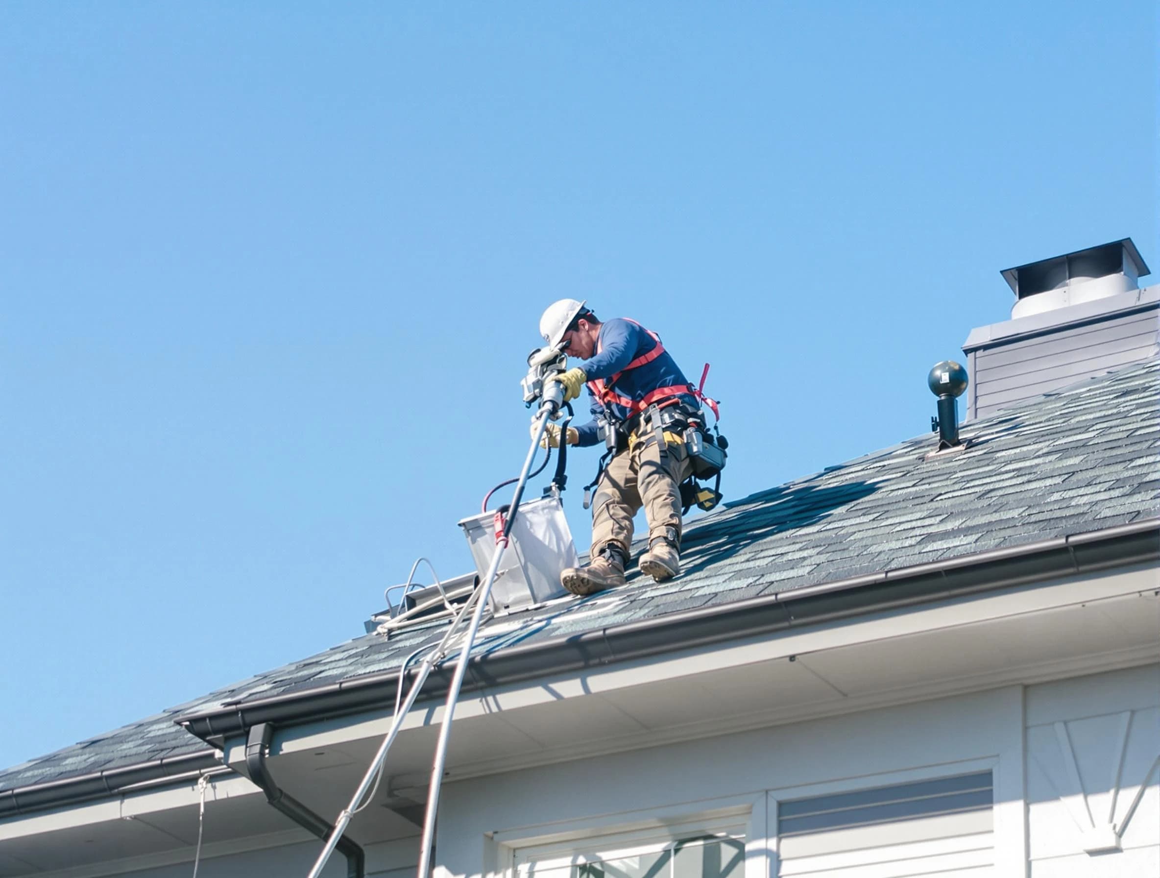 Mount Juliet Dryer Vent Cleaning certified technician cleaning a roof-mounted dryer vent system in Mount Juliet