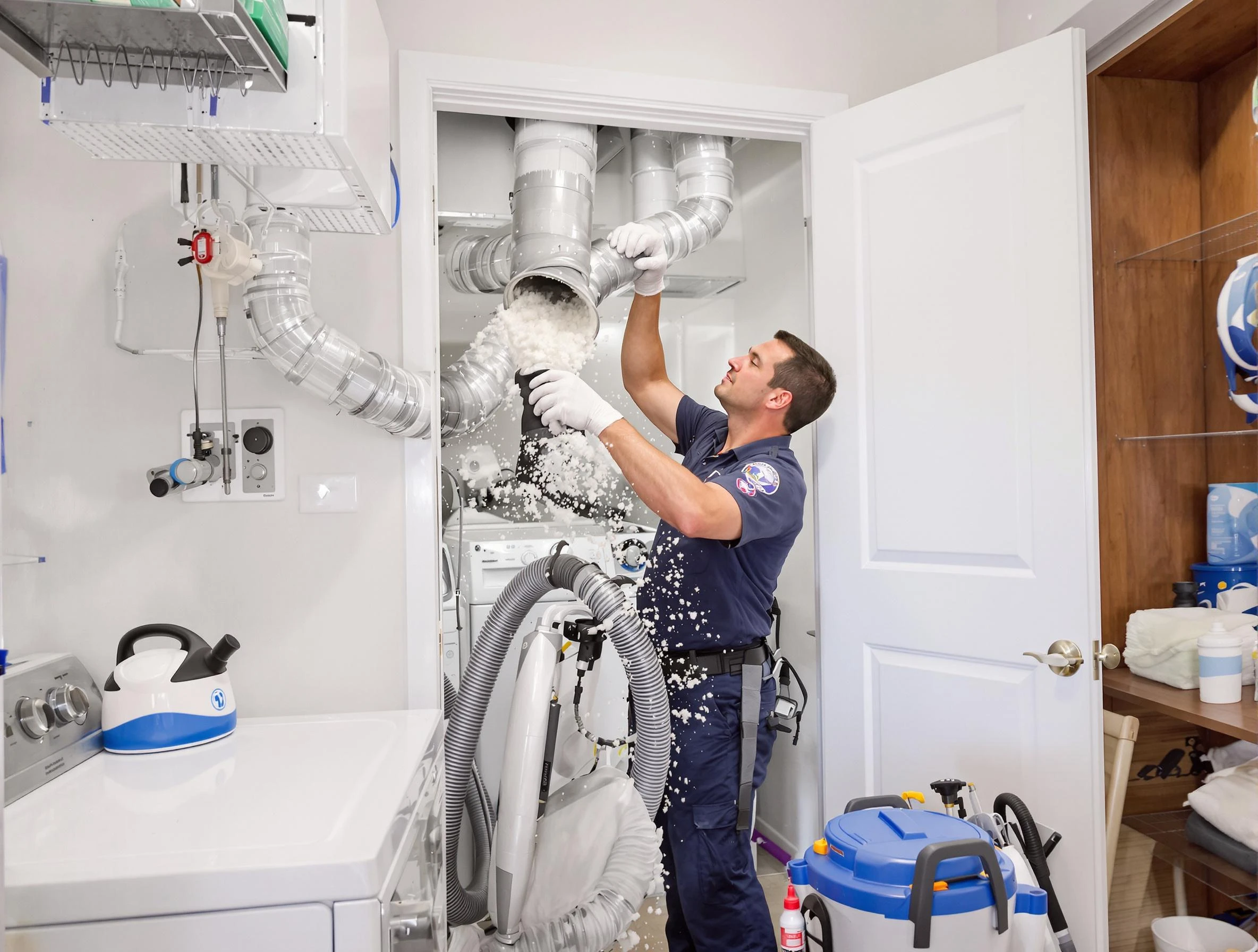 Mount Juliet Dryer Vent Cleaning technician delivering thorough residential dryer vent cleaning service in Mount Juliet